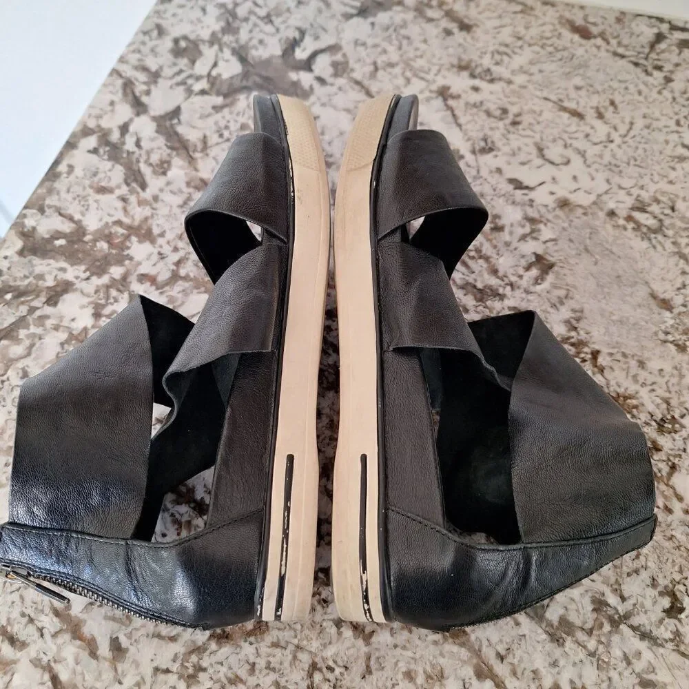 Eileen‎ Fisher black leather wide strap sport sandal size 9 US - Picture 7 of 8